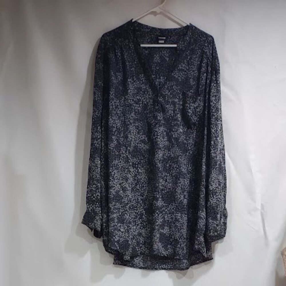TORRID BLACK/GRAY ABSTRACT PRINT SHEER BLOUSE (TORRID SIZE 4)WOMEN'S SIZE 4X(26)